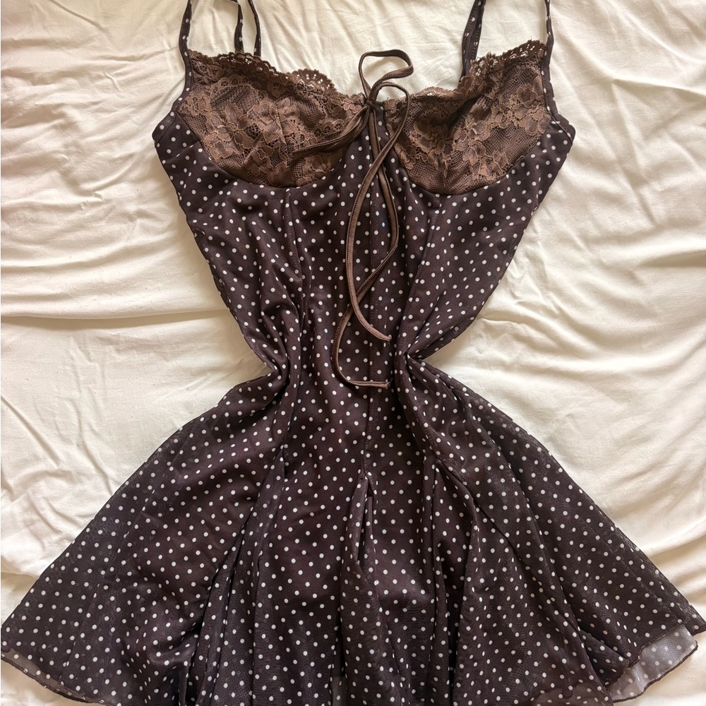 Brown Polka Dot Lace Dress